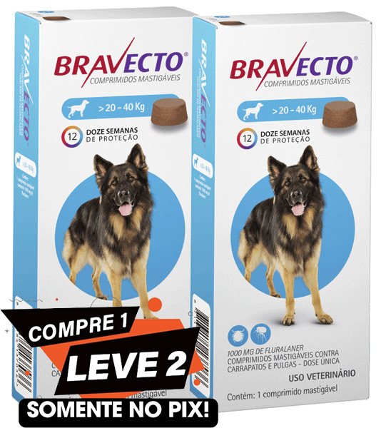 Bravecto para Cães de 20 a 40 kg - 1000 mg - 2 Unidades