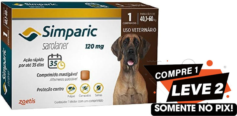 Simparic 120Mg Para Cães 40,1 A 60 Kg - 1 Comprimido