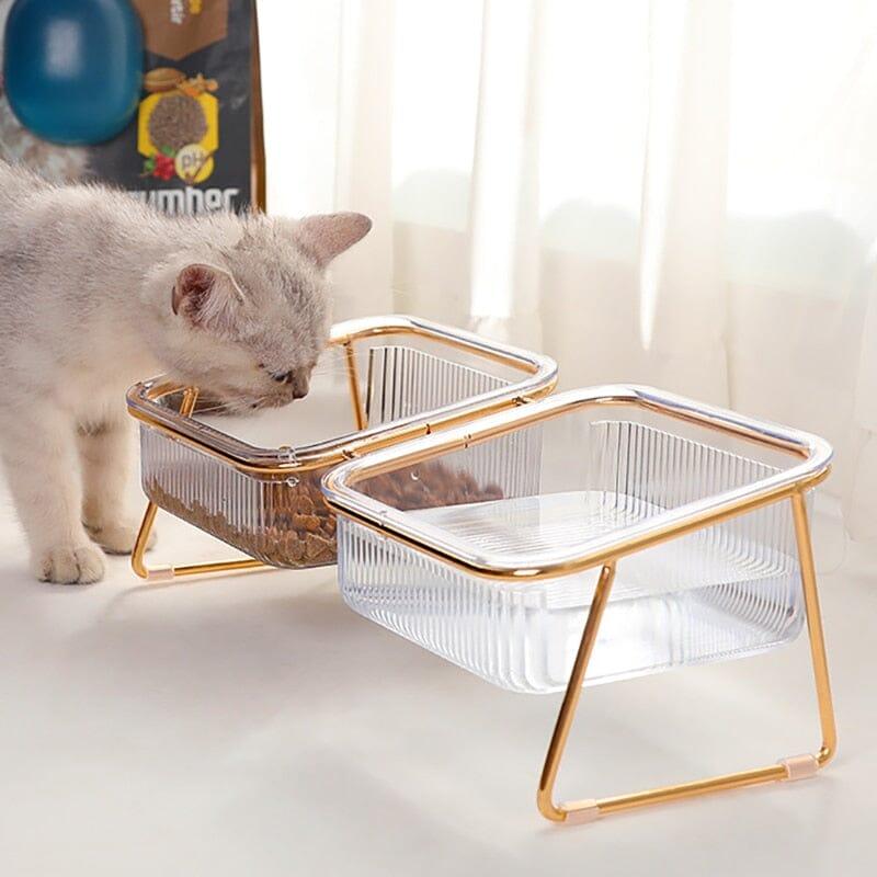 Comedouro Para Gatos Transparente Duplo